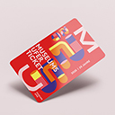 Rotes Museumsticket mit modernem Design